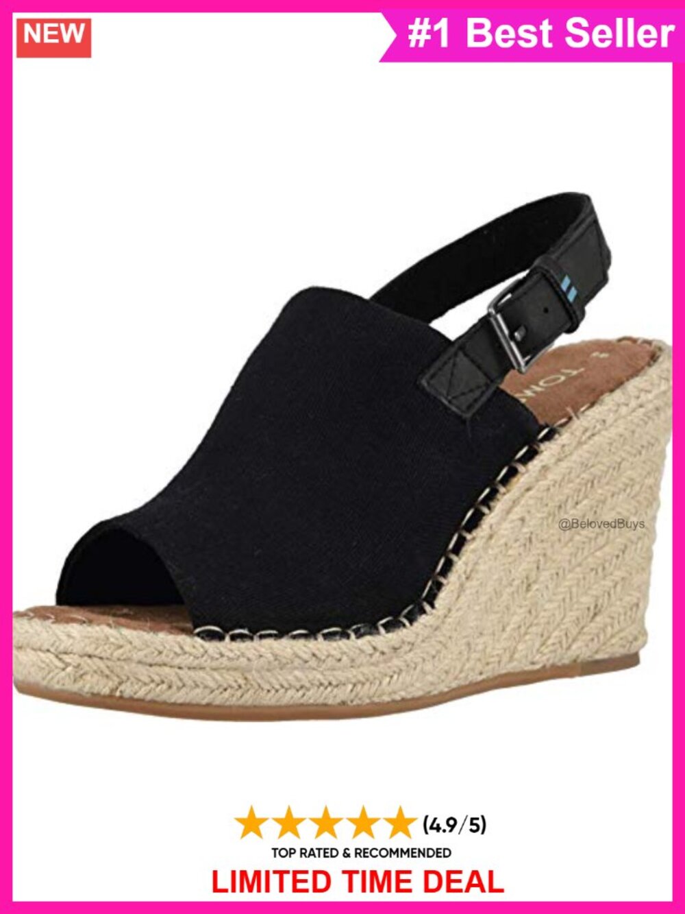 TOMS Monica Canvas Slingback Espadrille Wedge Pump